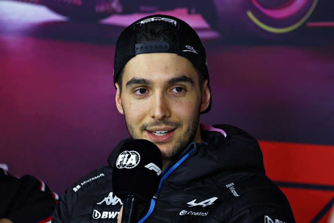 Esteban Ocon speaks during a press conference