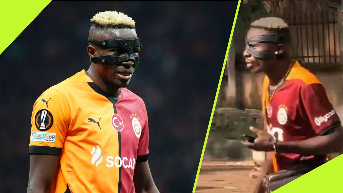 Victor Osimhen’s Lookalike Spotted Wearing Galatasaray Jersey and Mask in Nigeria