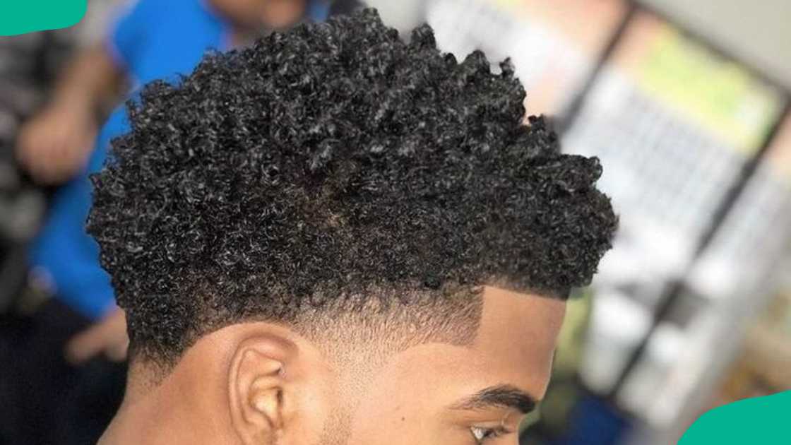 Short curly fade hair for black men