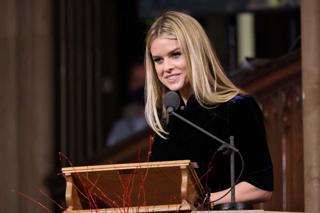 Alice Eve speaks at The Nordoff Robbins Christmas Carol Service at St Luke's Church in London, England