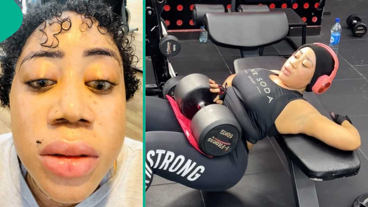 Moyo Lawal Sustains Injury on Her Lip During Gym Session, People React to Video: “U Do Press Mouth?”