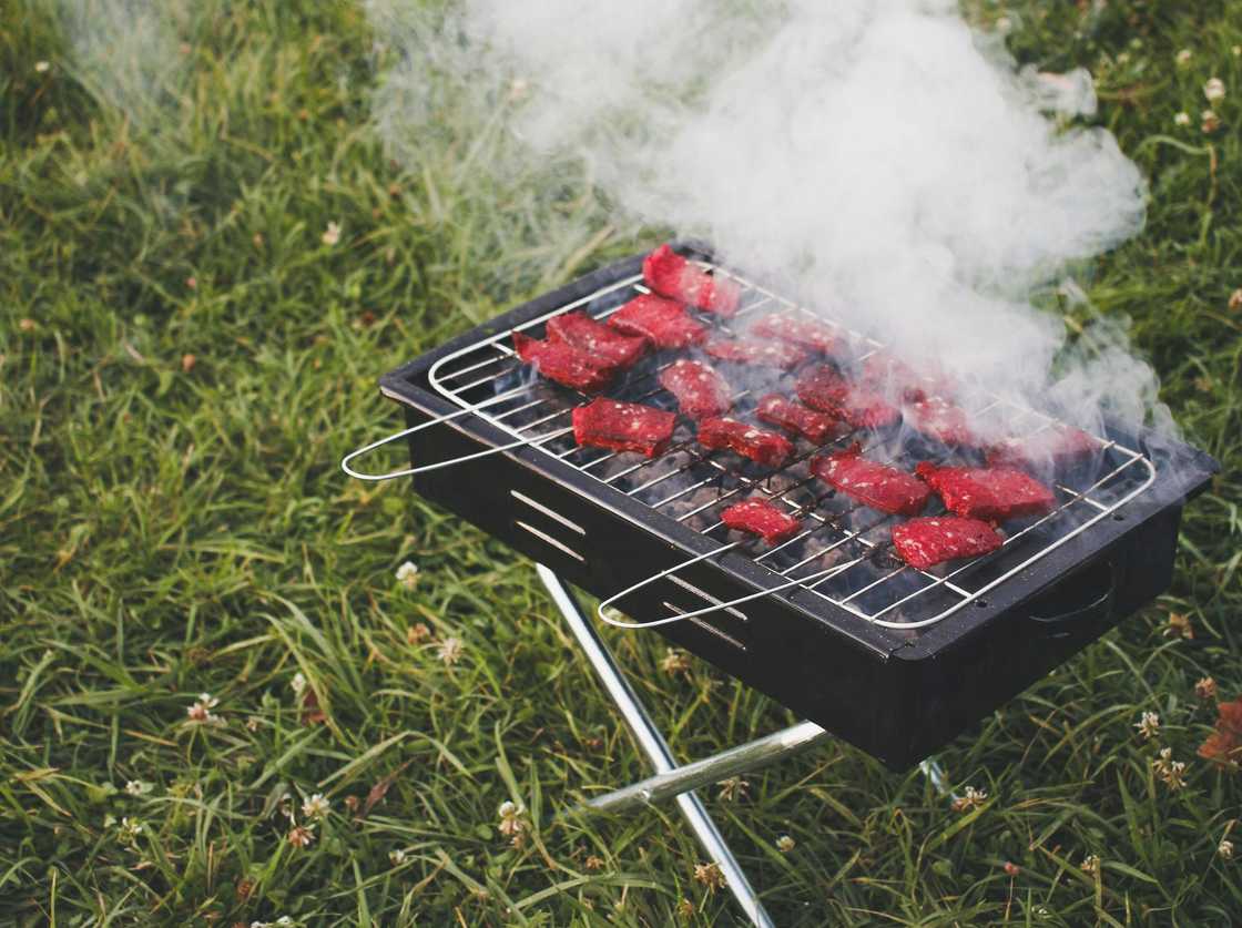 Steak on a portable grill