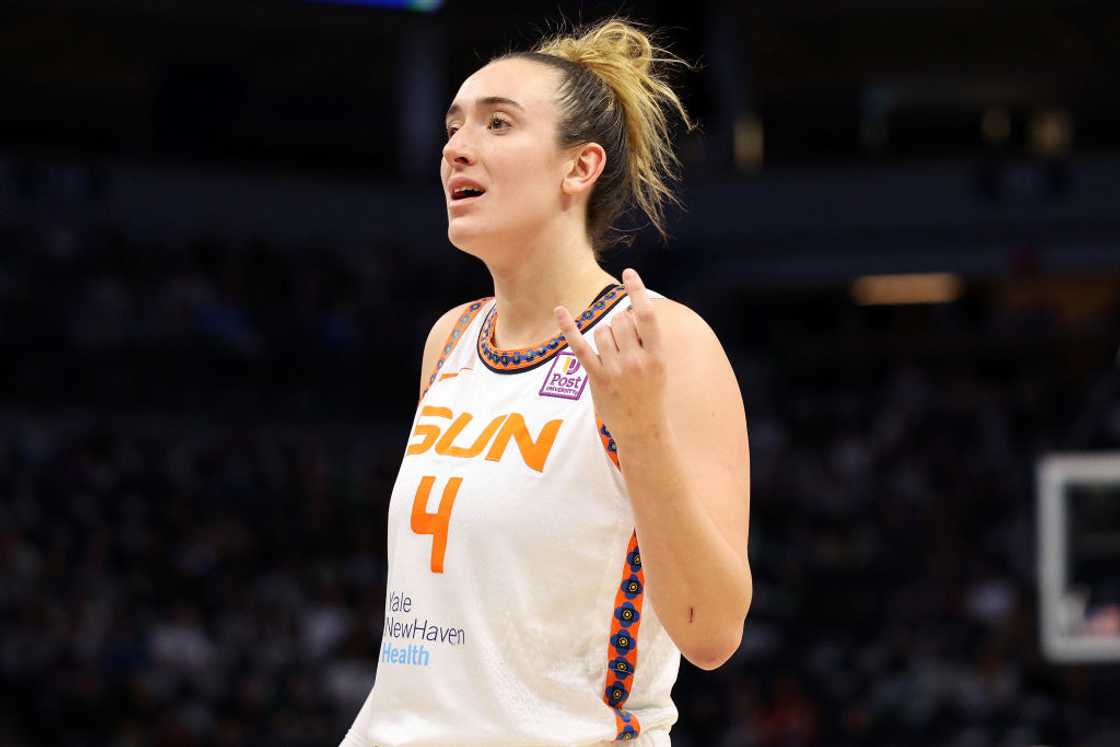 Marina Mabrey looks on against the Minnesota Lynx