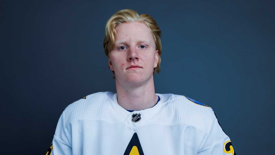 Rasmus Dahlin of the Buffalo Sabres poses for his portrait.