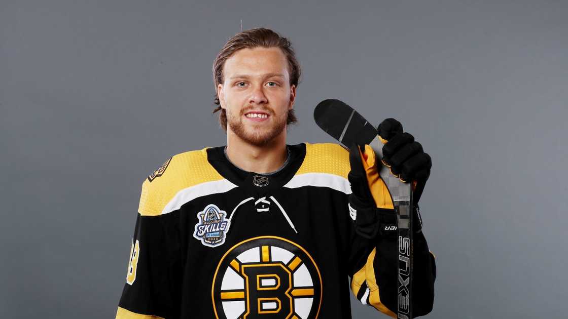 David Pastrnak of the Boston Bruins poses for a portrait.