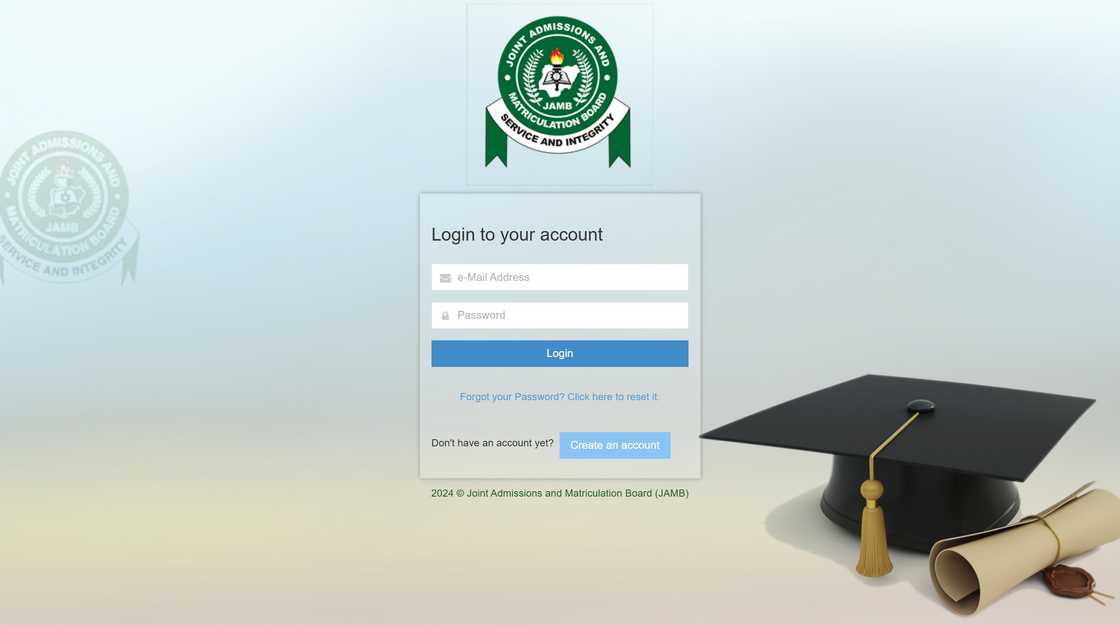 JAMB website portal login homepage