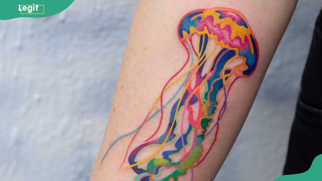 Colourful jellyfish tattoo