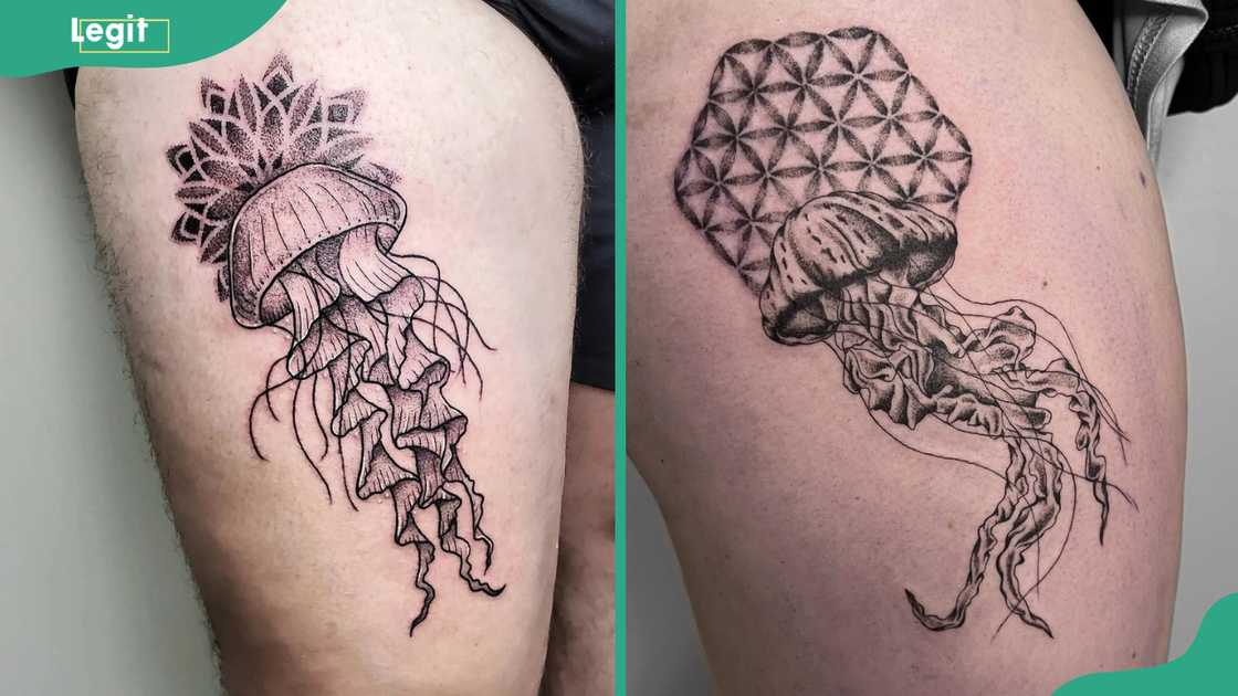 Geometric jellyfish tattoo