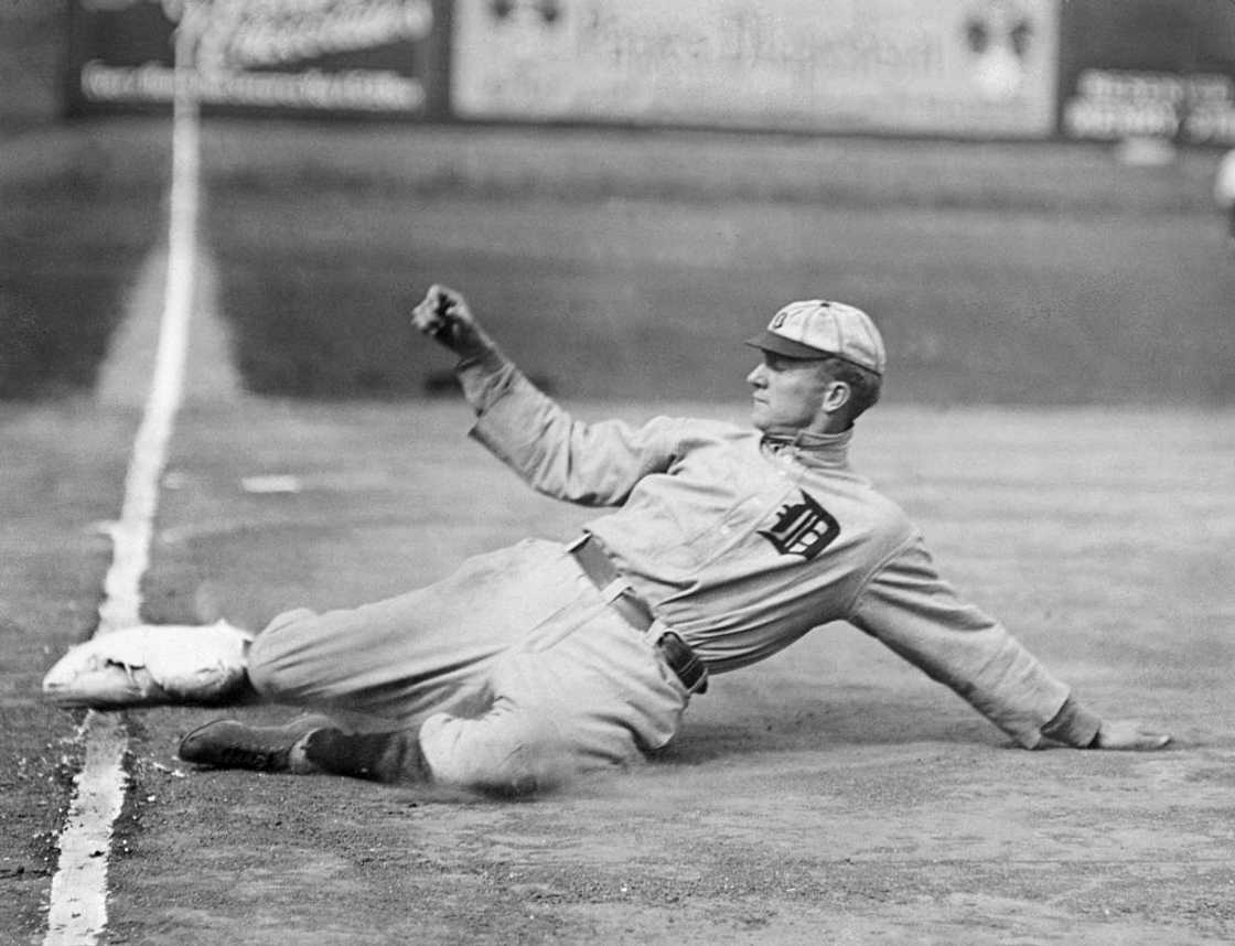 A shot of Ty Cobb sliding