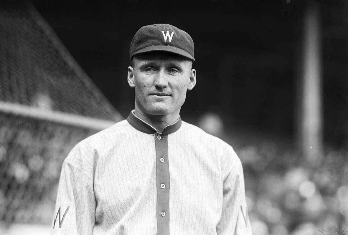 A black and white photo of Walter Johnson