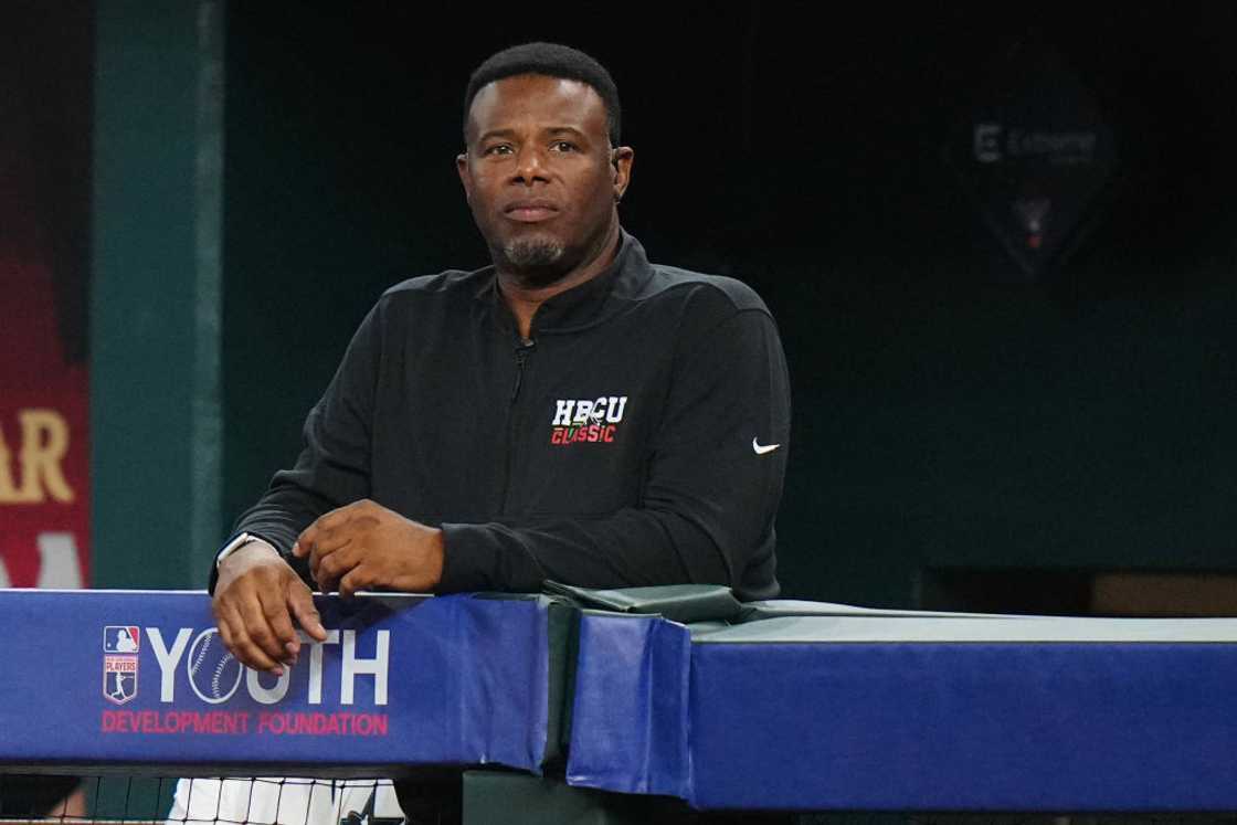 Ken Griffey Jr. looks on at Globe Life Field