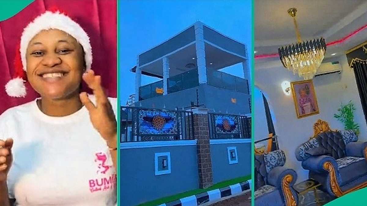 Young Nigerian Woman Shows Off Mansion She Built in 2024, Video Goes Viral on TikTok