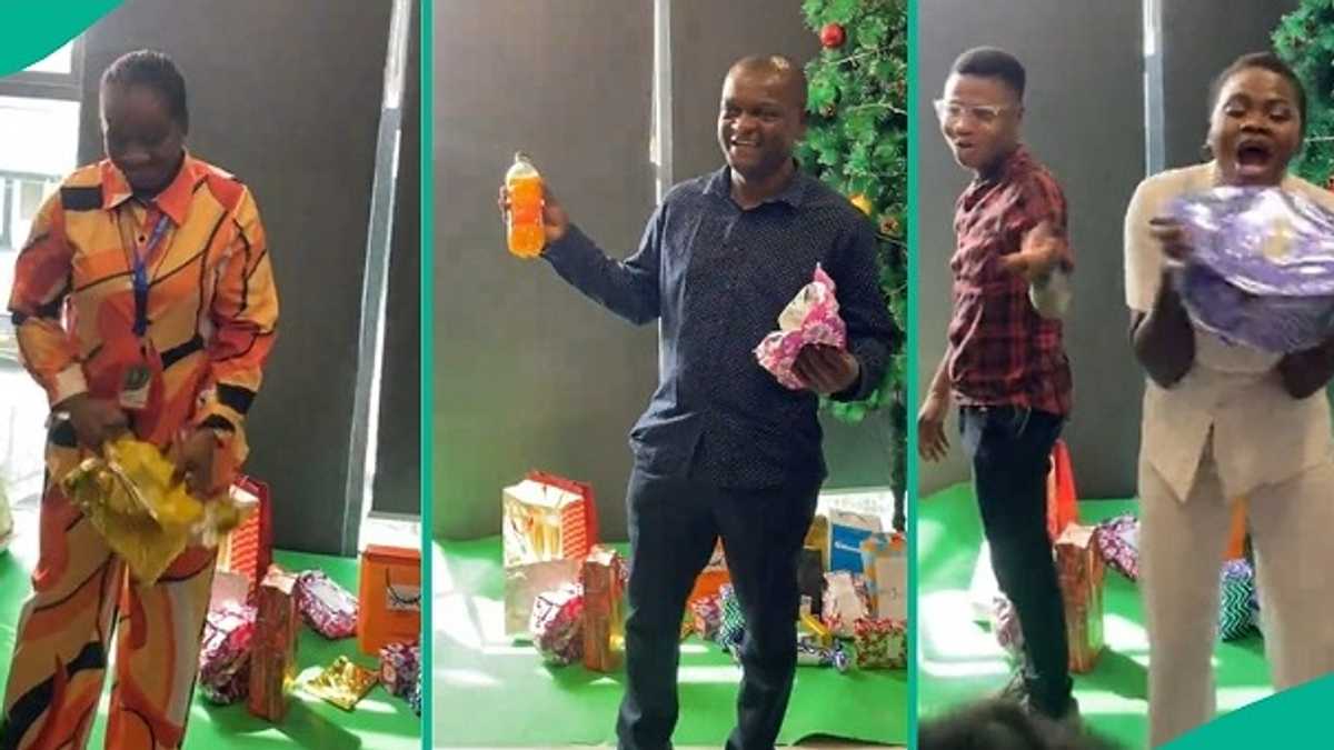 Nigerian Employees Exchange Gifts to Mark Christmas Season, Video Goes Viral on TikTok