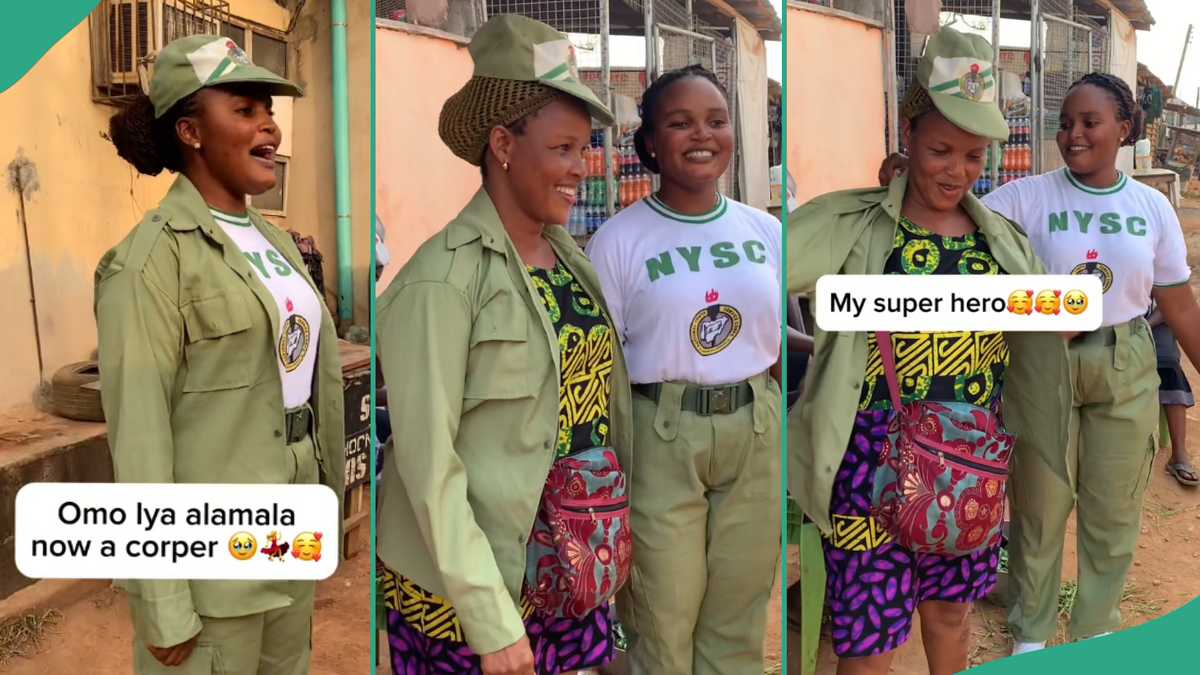 NYSC Lady Surprises Her Mother At Her Restaurant, Salutes Her Like Soldier