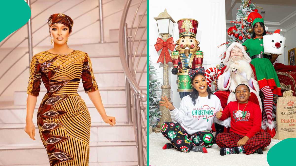 Tonto Dikeh Shares Christmas Family Photos, Speaks About God's Love, Salvation: "Words on Marble"