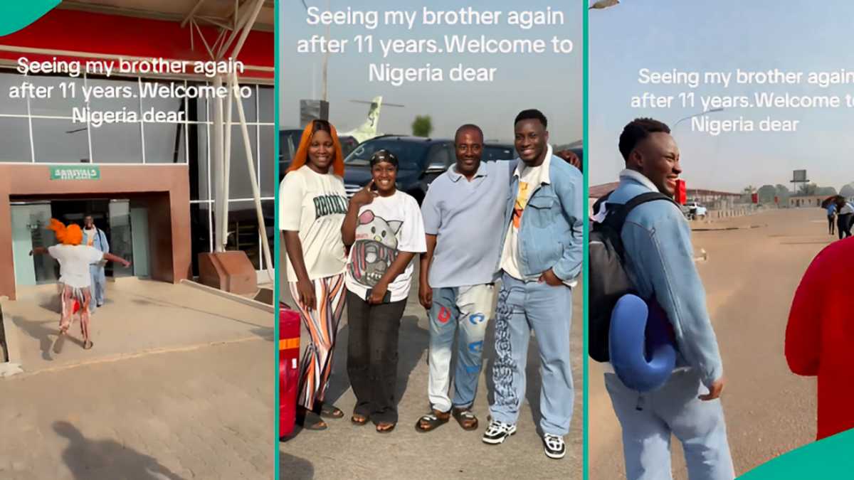 Nigerian Lady Reunites With Her Brother Who Returned from Abroad After 11 Years, Video Melts Hearts