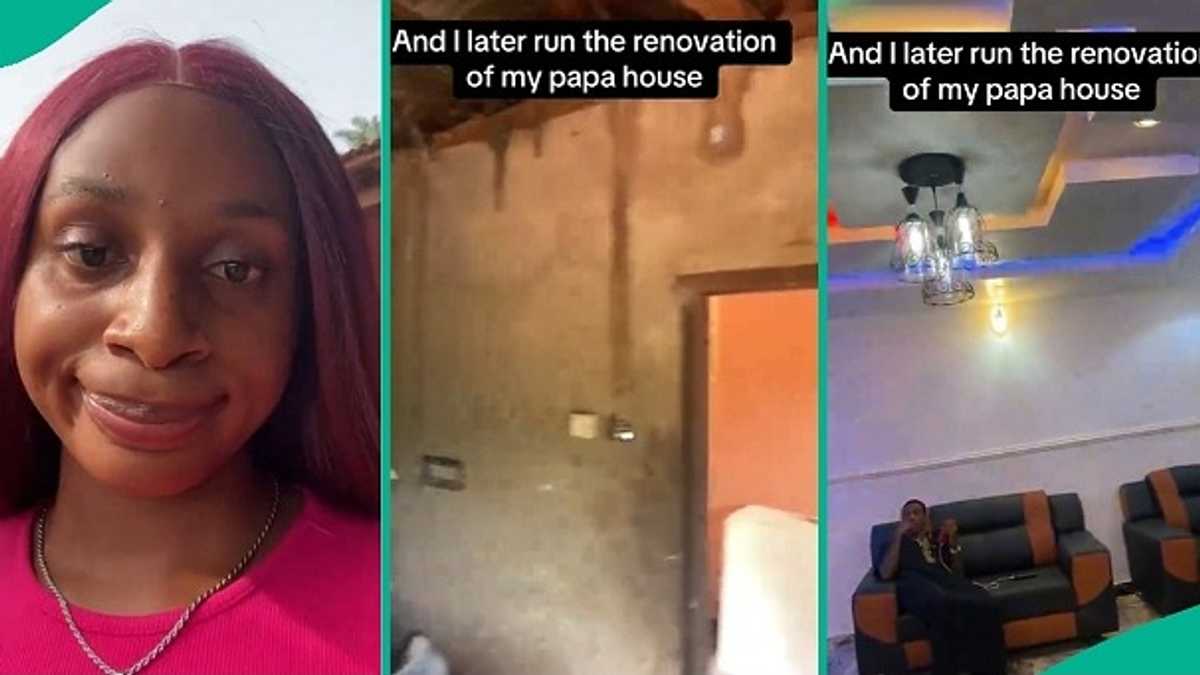 Lady Transforms Dad's Old House Into Classy Building, Video Shows POP Ceiling and Luxury Interior