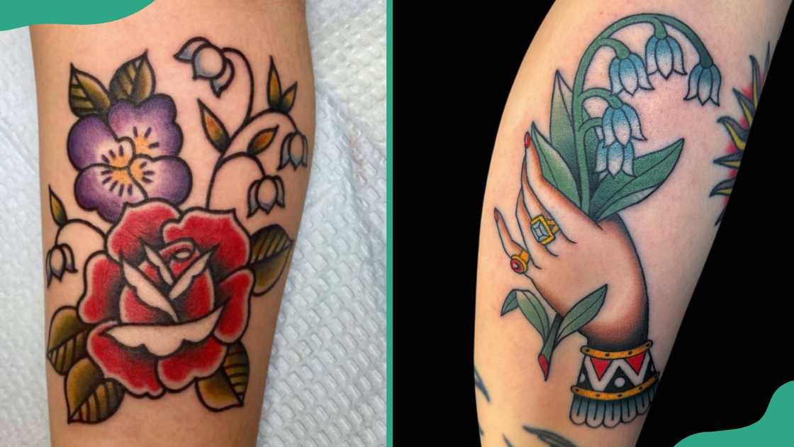 Traditional Lily of the Valley tattoos