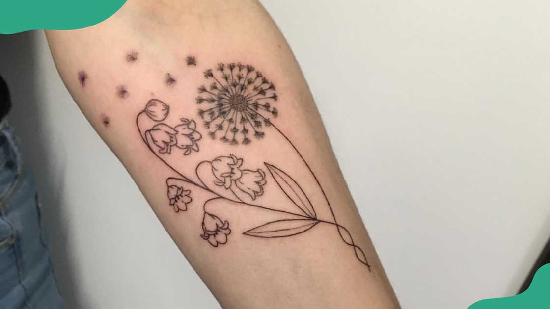 Dandelion and Lily of the Valley Forearm Tattoo