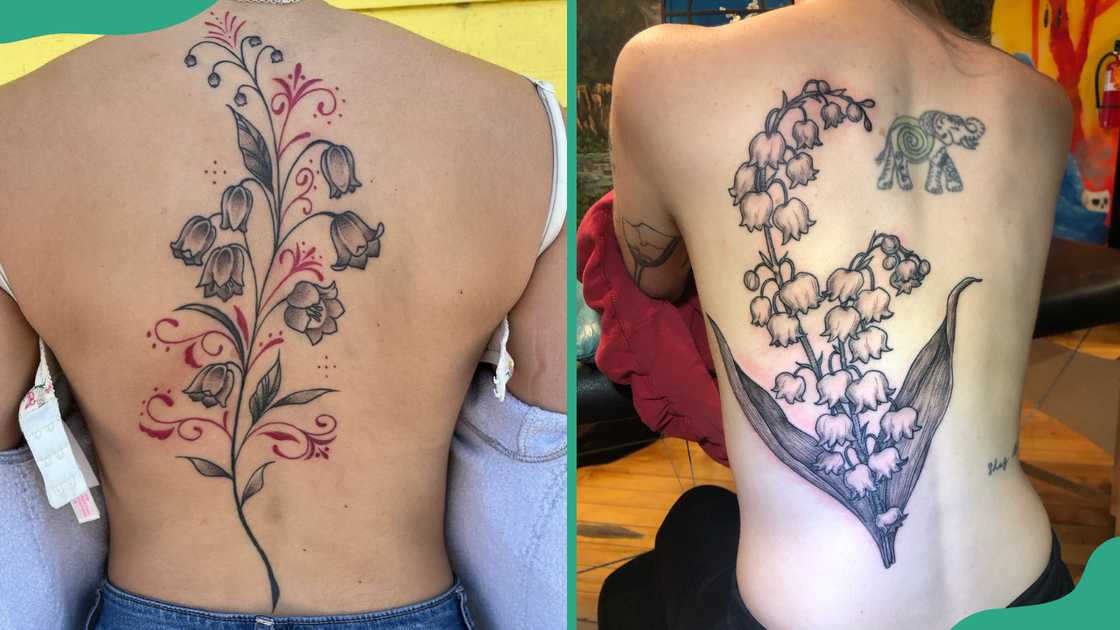 Lily of the Valley tattoos on the spine