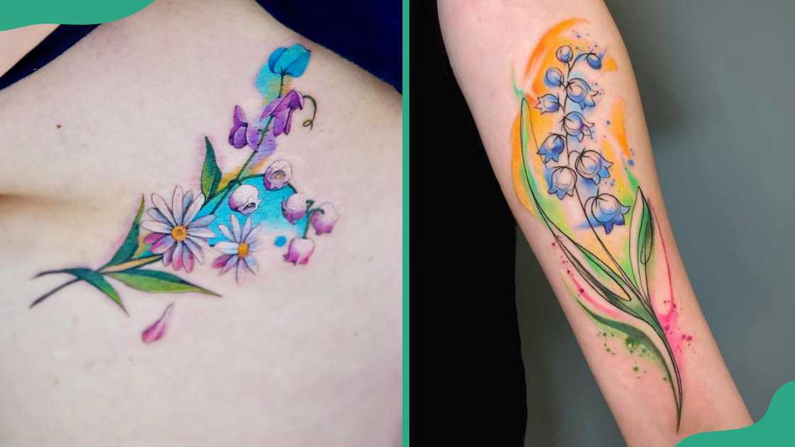 Watercolour Lily of the Valley tattoos