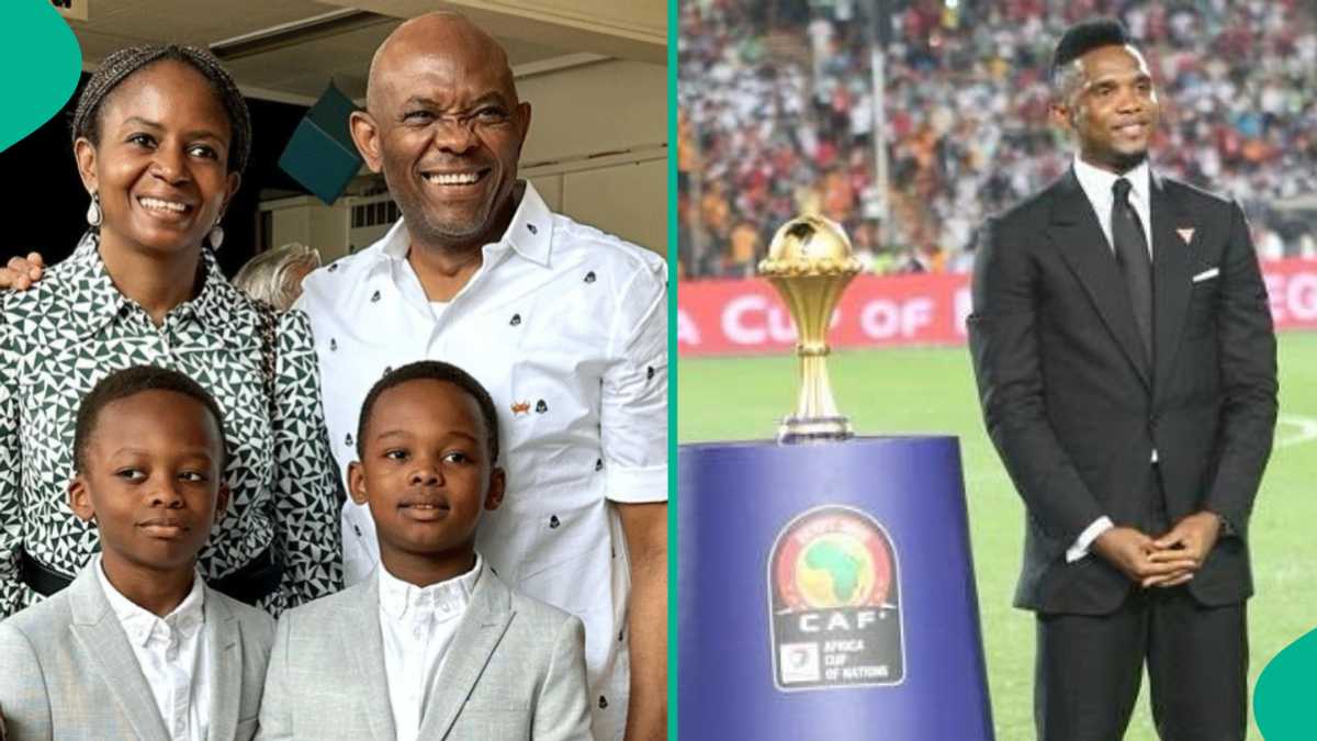 Tony Elumelu’s All-White Party: Billionaire Introduces His Sons to Football Legend Samuel Eto’o