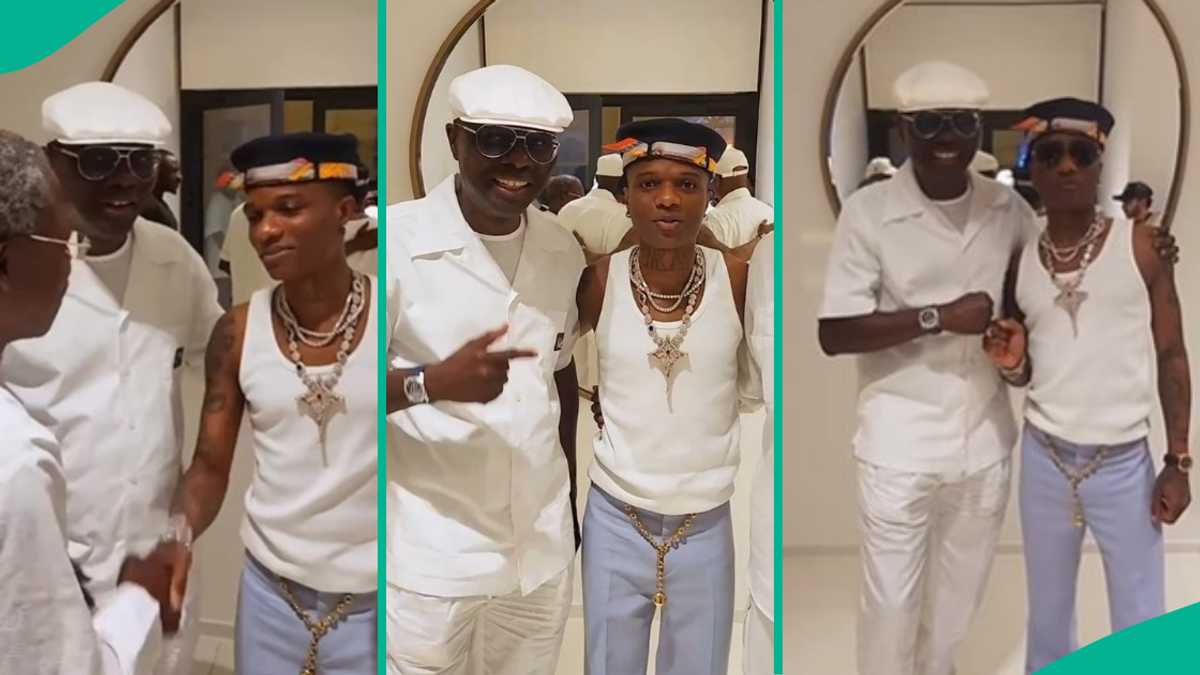 Video As Sanwo-Olu and Wizkid Exchange Pleasantries, Pose for Pics at Tony Elumelu’s Party