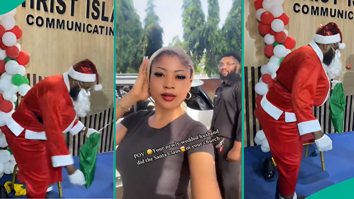 Lady Shares How Her Husband Dressed As Santa Claus at Church Christmas Event, Funny Video Trends