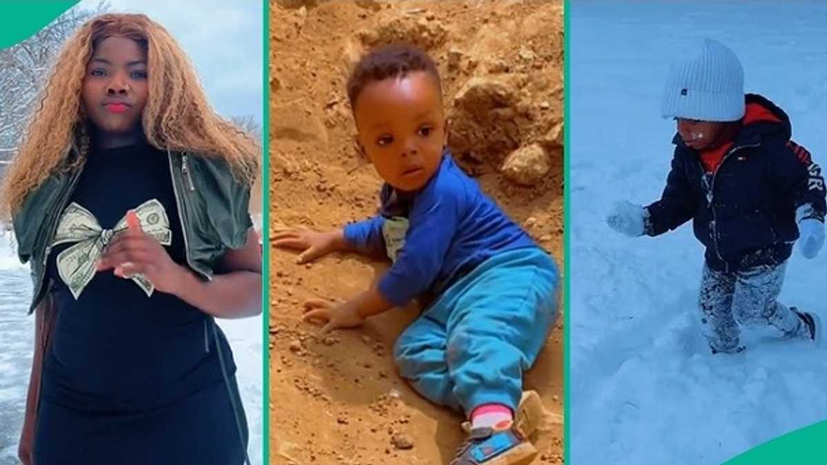 Little Boy Who Used to Play With Sand in Nigeria Now Enjoys Snow as Family Relocates to US