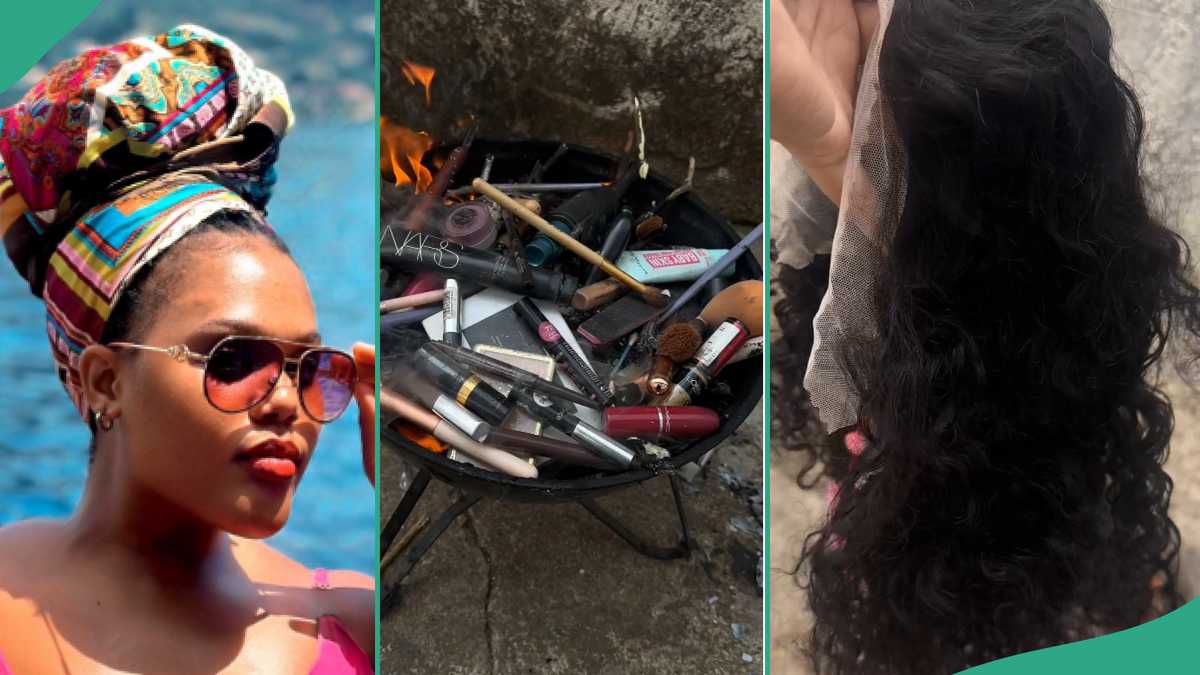 Lady Brings Out Her Wigs And Makeup, Sets Everything on Fire