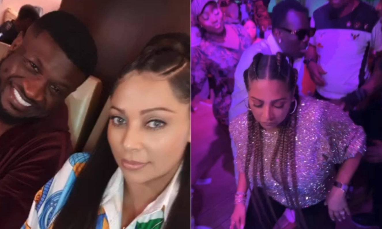 Caught red handed! Peter Okoye's wife, Lola 'looses home training' with another man at Lagos night club (video)