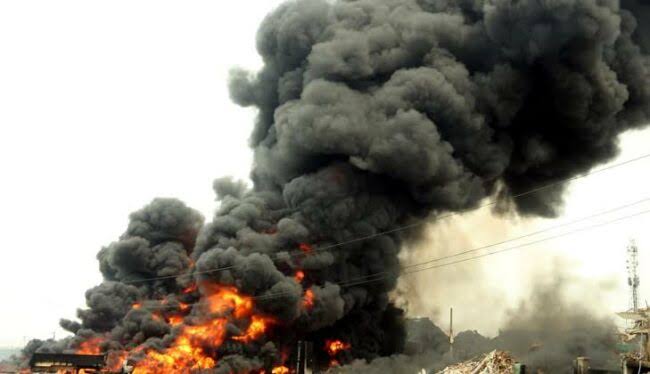 SAD ! Tanker fire reportedly engulfs popular Lagos police station