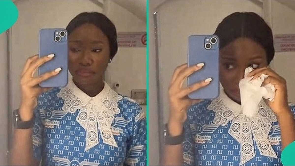 Nigerian Flight Attendant Cries Profusely in Lavatory, Shares Her Painful Experience, Video Trends