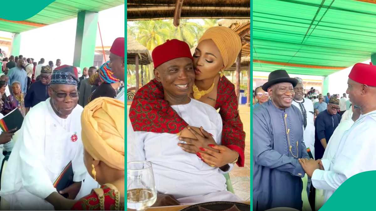 Ex-presidents OBJ, and Jonathan Stand to Greet Regina Daniels, Ned at Ghana President’s Inauguration