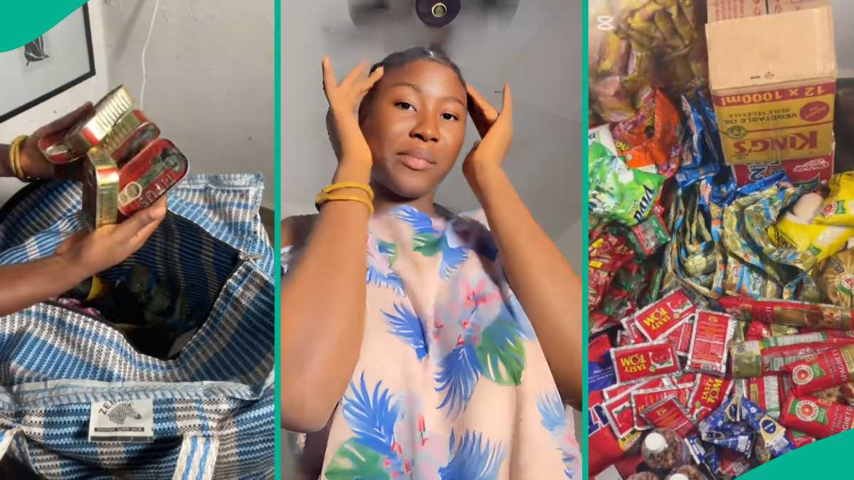 Young Lady Tags Herself Broke Student, Displays Plenty Provisions She Took to School