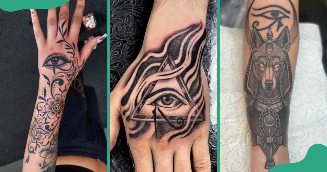 Eye of Horus tattoo on the hands