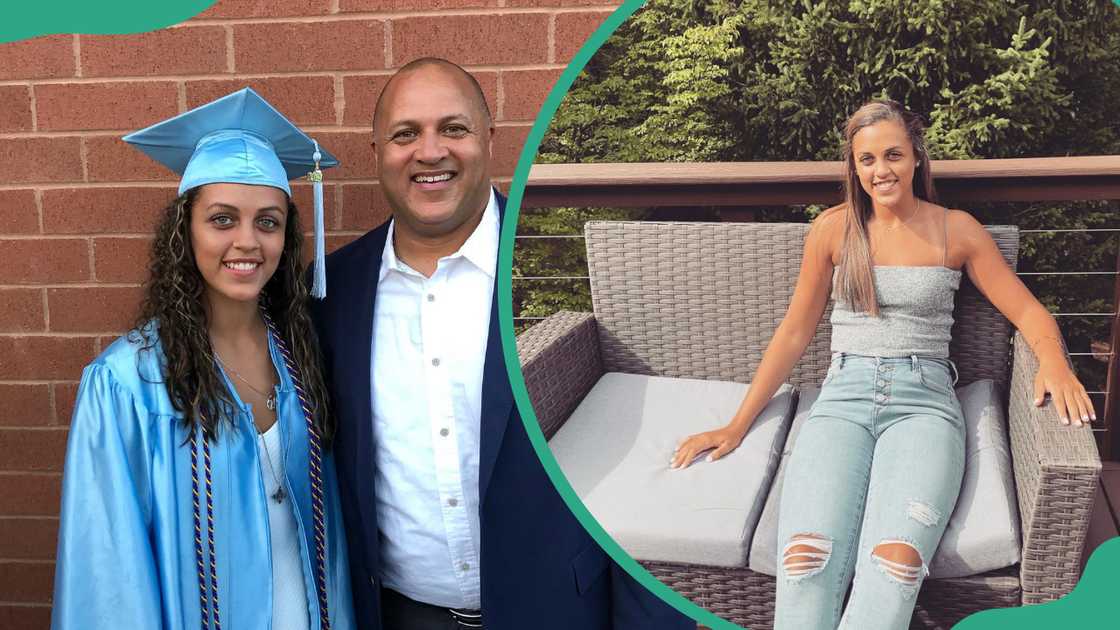 Gabbie and her dad at her graduation (L) and enjoying nice moments outside (R)