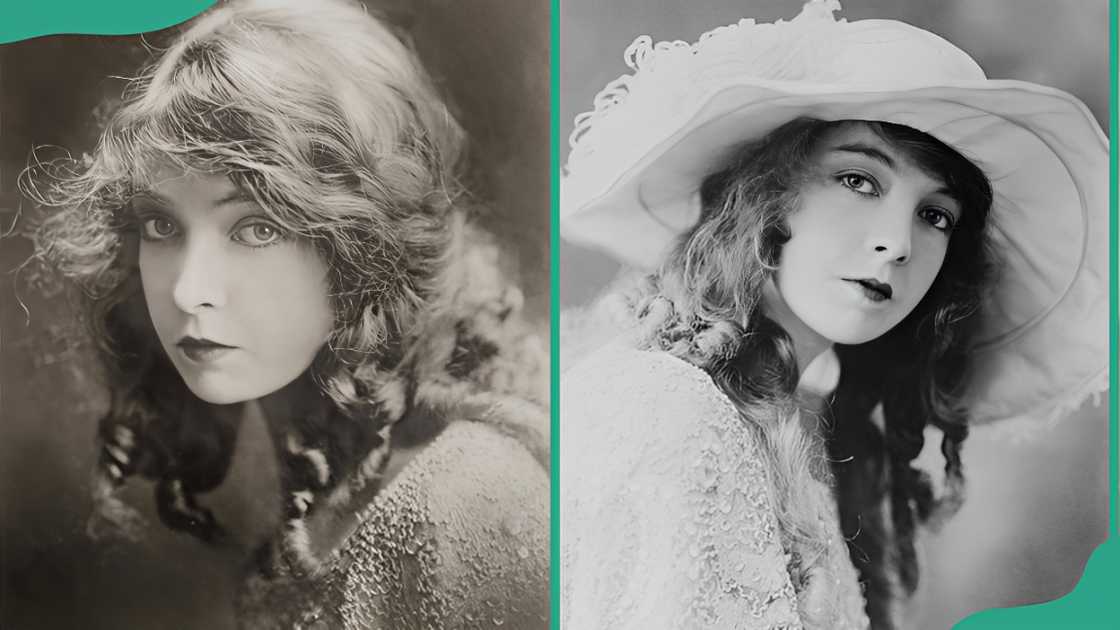 Actress Lillian Gish displaying 1920s long curls and ringlets