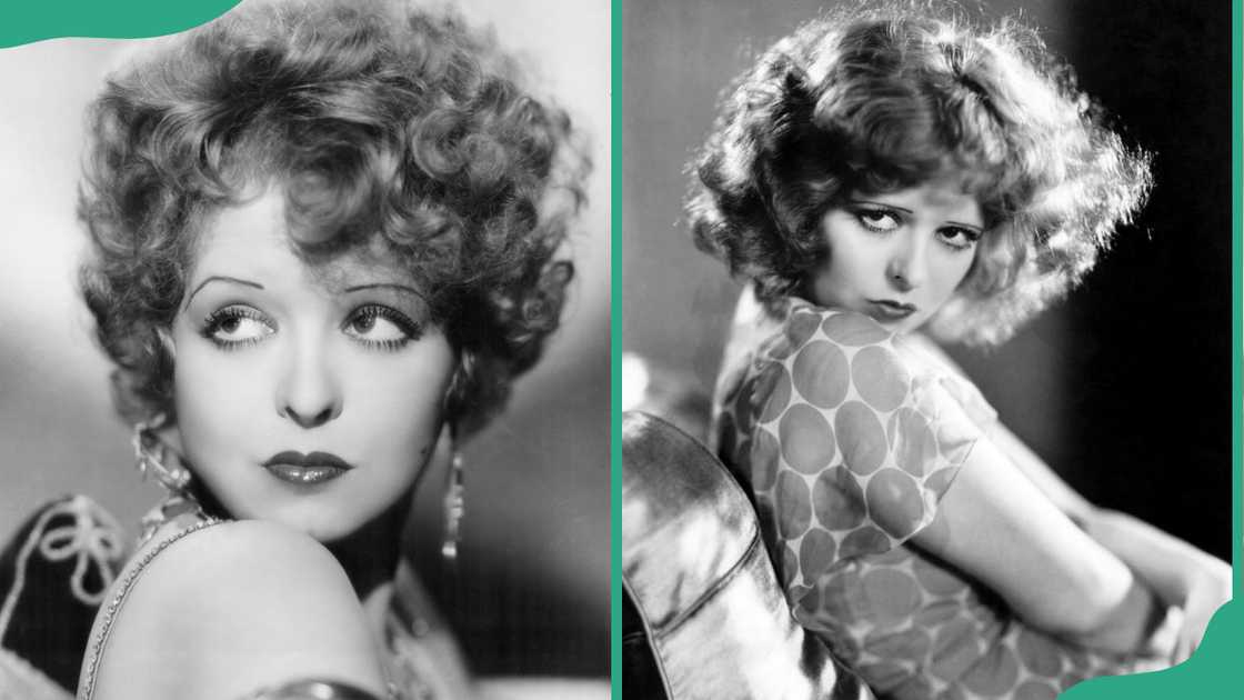 Clara Bow showcasing curly bob hairstyle