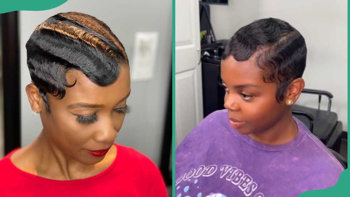 Two women showing their short finger waves hairstyle