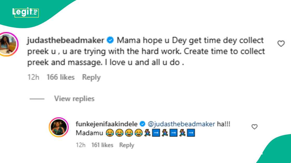 Funke Akindele reacts to Judas the beadmaker's bedroom advice.