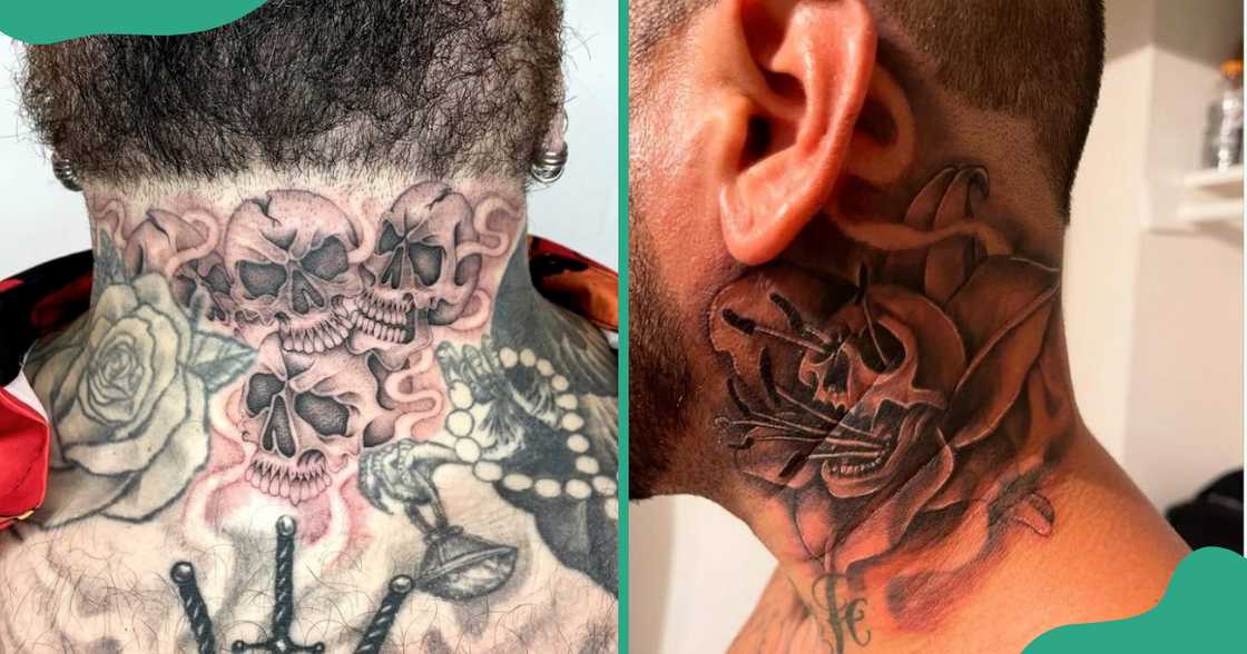 Throat tattoos with mixed elements