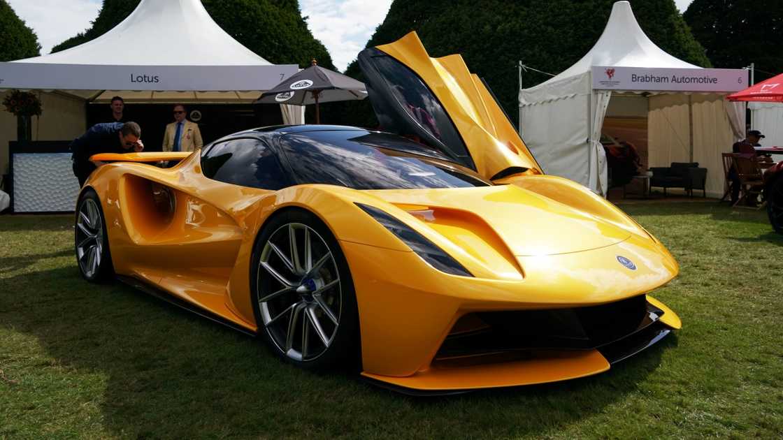 A Lotus Evija is pictured during the Concours of Elegance at Hampton Court Palace.