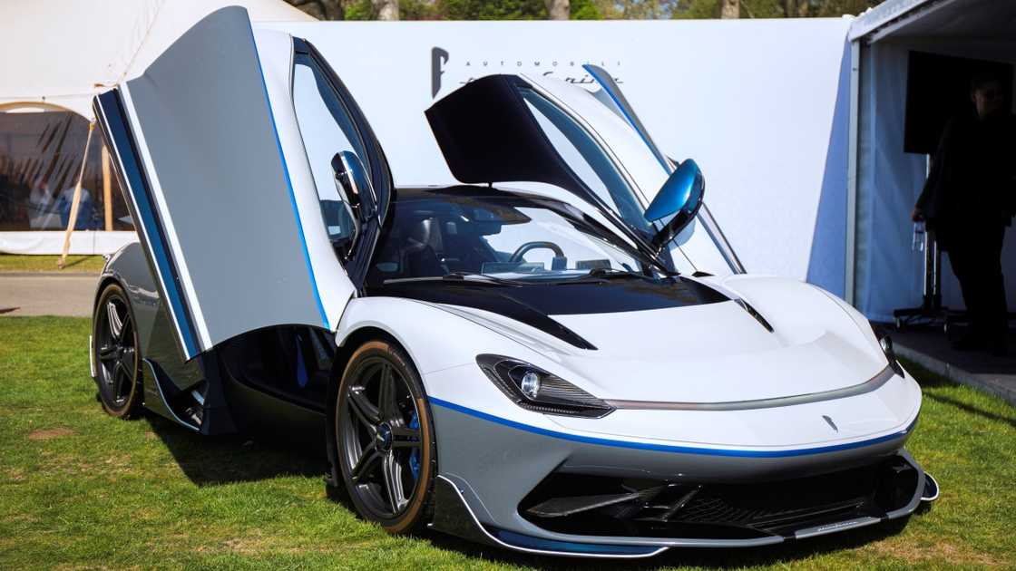 The Pininfarina Battista Anniversario pictured at Salon Prive London