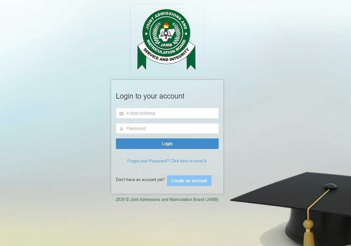 A screenshot of the JAMB E-facility portal