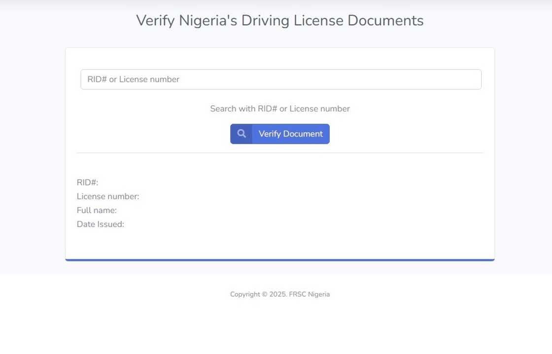 Verification platform for Nigerian driving licence documents.