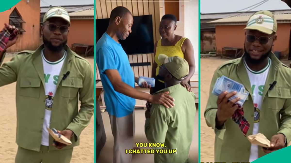 NYSC Member Who Didn't Spend His 12 Months Allowance Gives His Parents All The Money, Video Trends