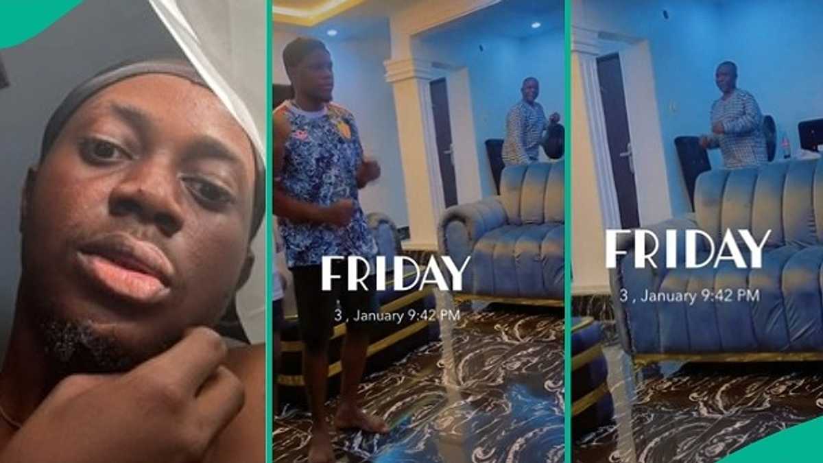 Playful Nigerian Dad Dances Happily With Grown Sons, Netizens Hail Him on TikTok