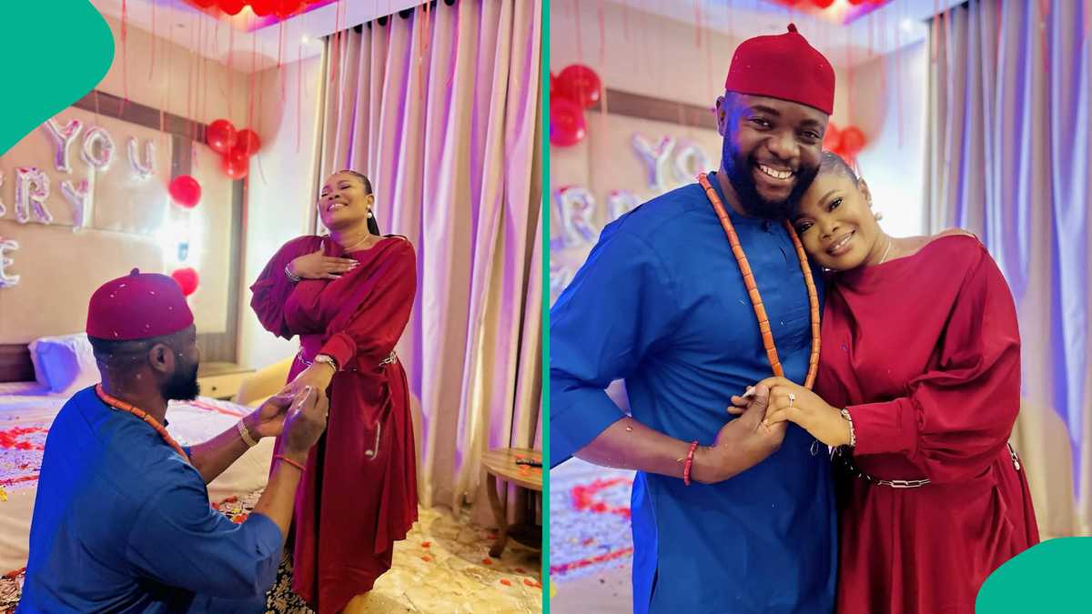 Man Questions Actress Ruby Ojiakor’s Boo for Kneeling Down to Propose: “Igbo Man With Red Cap”