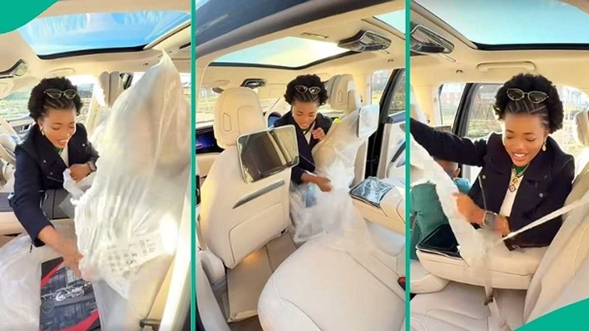 Lady Who Bought 'Tear Rubber' Mercedes Benz Unwaps it in Video, People React